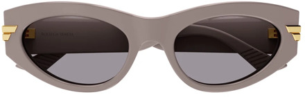 Bottega Veneta Ovale zonnebril met metalen strepen Bottega Veneta , Pink , Dames - 53 MM