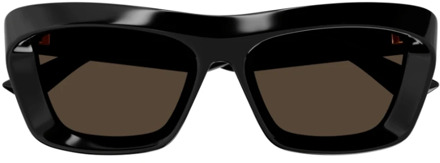 Bottega Veneta Rechthoekige acetaat zonnebril met metalen strepen Bottega Veneta , Black , Heren - ONE Size