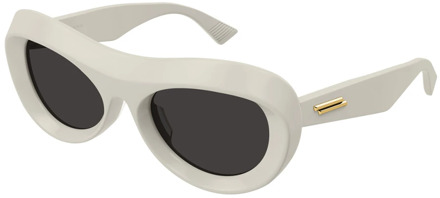 Bottega Veneta Ronde acetaat zonnebril met metalen franjes Bottega Veneta , White , Dames - 54 MM