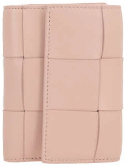 Bottega Veneta Roze Maxi Intrecciato Tri-Fold Portemonnee Bottega Veneta , Pink , Dames - ONE Size
