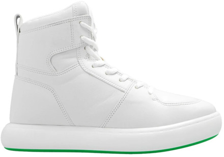 Bottega Veneta Witte Leren High-Top Sneakers met Logo Bottega Veneta , White , Heren - 42 Eu,43 Eu,41 Eu,45 Eu,40 EU