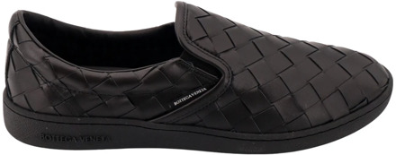 Bottega Veneta Zwarte Leren Sneakers met Elastische Banden Bottega Veneta , Black , Heren - 42 Eu,44 EU