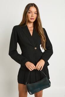 Boucle Blazer Met Ingesnoerde Taille, Black - 40