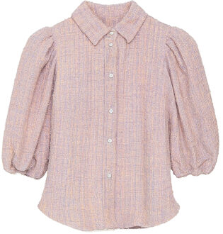 Bouclé blouse met pofmouwen Lars  roze