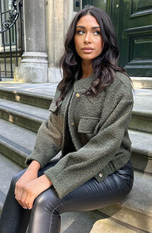 Bouclé Bomber Jacket Army Legergroen