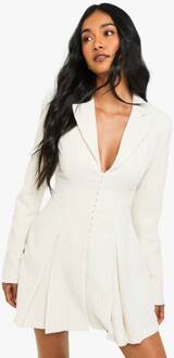 Boucle Tailored Blazerjurk Met Haak- En Oogdetail En Een Getailleerde Taille, Ivory - 36