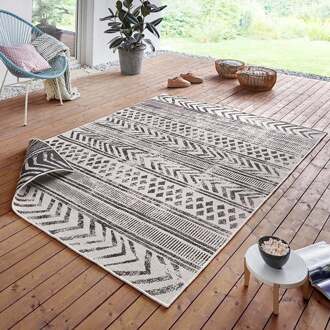 Bougari Binnen & Buiten vloerkleed Biri - zwart/crème 160x230 cm