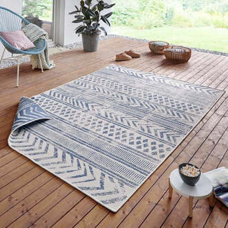 Bougari Loper binnen & buiten Biri - blauw/crème 80x350 cm