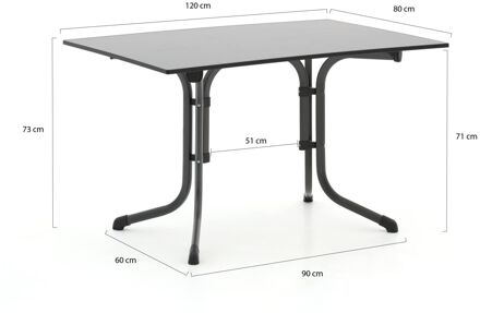 Boulevard klaptafel 120x80 cm - Antraciet vivodur Grijs