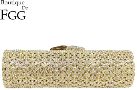 Boutique De FGG Elegant Barrel Round Women Small Evening Bags Crystal Clutch Purses Wedding Rhinestone Handbags Bridal Bags