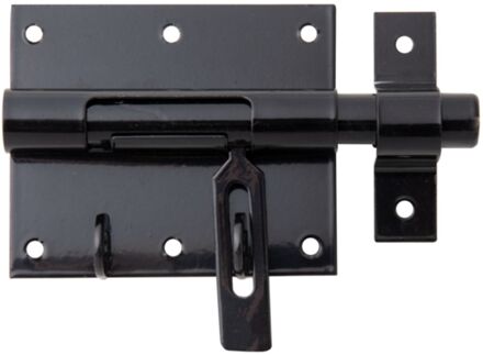 Boutsluitgrendel Met Platte Greep - Verzinkt Staal Met Zwarte Coating - 95x135 Mm