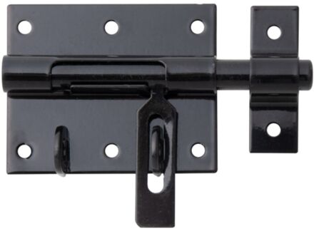 Boutsluitgrendel Met Platte Greep - Verzinkt Staal Zwarte Coating - 80x116 Mm