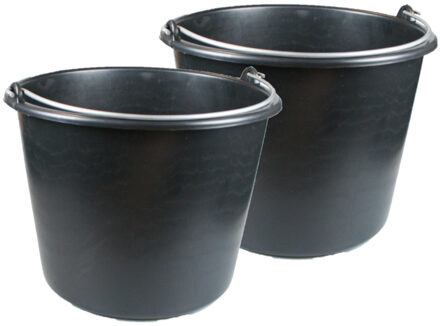 Bouwemmer - 5x stuks - 20 liter - emmer met metalen hengel - huishoudemmer