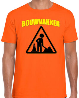 Bouwvakker verkleed t-shirt oranje voor heren 2XL