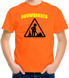 Bouwvakker verkleed t-shirt oranje voor kinderen S (122-128)