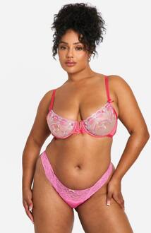 Bow Geborduurde Beugel Balconette-Bh, Soft Pink - 32F