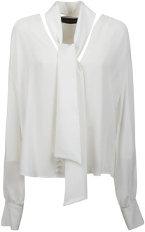 Bow Pleated Blouse Federica Tosi , White , Dames - L