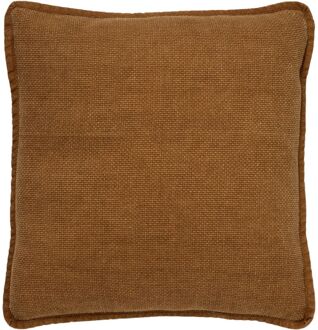 BOWIE - Sierkussen 45x45 cm - van gewassen katoen - Tobacco Brown - bruin