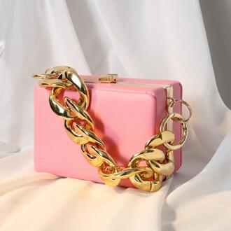 Box Clutch Purse Elegante Zwarte Avond Tassen Wedding Party Clutch Handtas Keten Schoudertassen roze