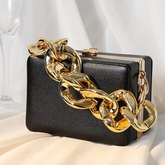 Box Clutch Purse Elegante Zwarte Avond Tassen Wedding Party Clutch Handtas Keten Schoudertassen