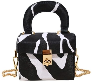 Box Tote Bag for Women Leather Zebra Leopard Handbag Female Chain Shoulder Messenger Purses