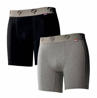 Boxer 2-pack black / grey Zwart - S