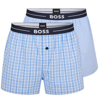 Boxers wijd 2-pack streep-ruit blue - L