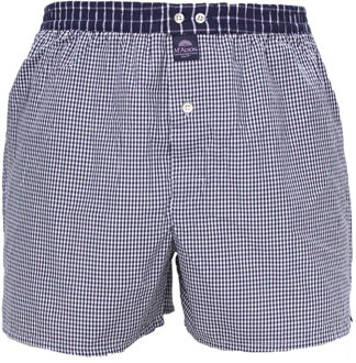 Boxershort Navy Fijn Geruit Lange Pijpen Los Model - XL