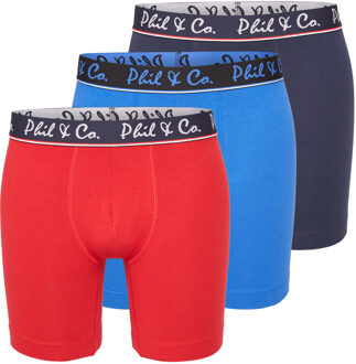 Boxershorts heren met lange pijpen boxer briefs 3-pack blauw / rood Print / Multi