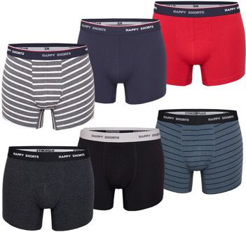 Boxershorts heren multipack 6-pack grijs / gestreept Blauw - L