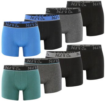 Boxershorts heren multipack 8-pack groen blauw zwart antraciet Print / Multi - S