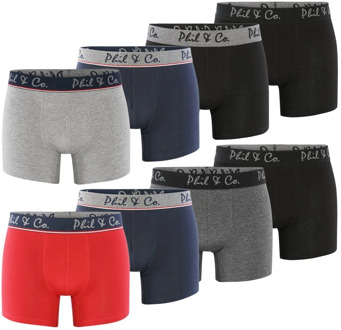 Boxershorts heren multipack 8-pack marine rood zwart antraciet Print / Multi