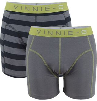 boxershorts Lime Stripe - Grey 2-pack -M