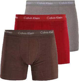 Boxershorts long 3-pack rood-bruin