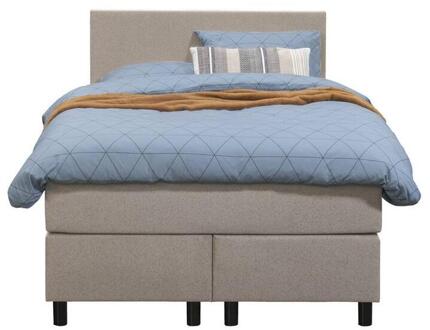 Boxspring Liv Egaal - 120x200 Cm - Ronde Poot - Stof - Beige