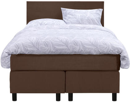 Boxspring Liv Egaal - 120x200 Cm - Ronde Poot - Stof/Velvet - Bruin