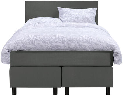 Boxspring Liv Egaal - 120x200 Cm - Ronde Poot - Stof/Velvet - Grijs