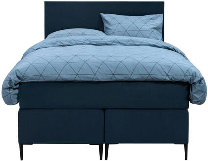 Boxspring Liv Egaal - 120x200 Cm - Slanke Poot - Stof/Velvet - Blauw