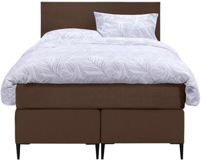 Boxspring Liv Egaal - 120x200 Cm - Slanke Poot - Stof/Velvet - Bruin