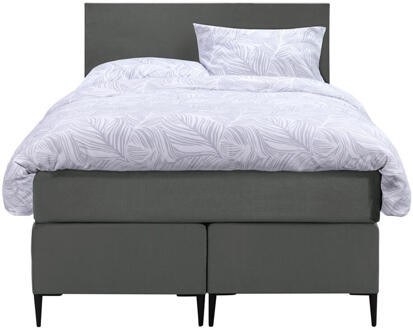Boxspring Liv Egaal - 120x200 Cm - Slanke Poot - Stof/Velvet - Grijs