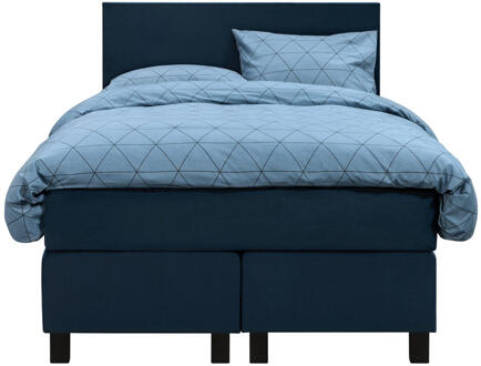 Boxspring Liv Egaal - 120x200 Cm - Vierkante Poot - Stof/Velvet - Blauw