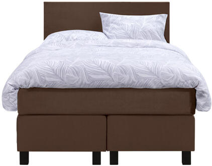 Boxspring Liv Egaal - 120x200 Cm - Vierkante Poot - Stof/Velvet - Bruin