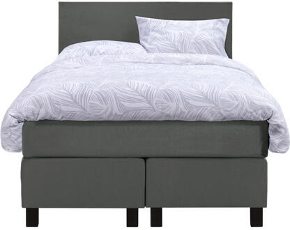 Boxspring Liv Egaal - 120x200 Cm - Vierkante Poot - Stof/Velvet - Grijs