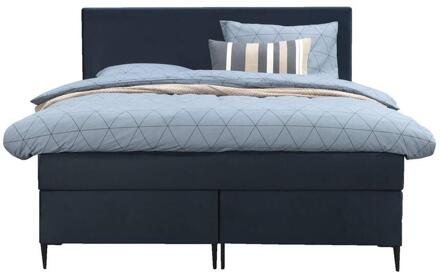 Boxspring Liv Egaal - 140x200 Cm - Slanke Poot - Stof/Velvet - Blauw