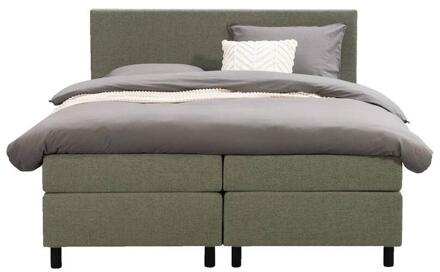Boxspring Liv Egaal - 160x200 Cm - Ronde Poot - Stof - Groen