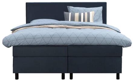 Boxspring Liv Egaal - 160x200 Cm - Ronde Poot - Stof/Velvet - Blauw