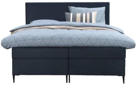 Boxspring Liv Egaal - 160x200 Cm - Slanke Poot - Stof/Velvet - Blauw