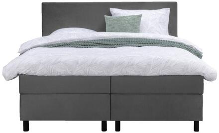 Boxspring Liv Egaal - 180x200 Cm - Ronde Poot - Stof/Velvet - Grijs