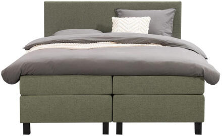 Boxspring Liv Egaal - 180x200 Cm - Vierkante Poot - Stof - Groen