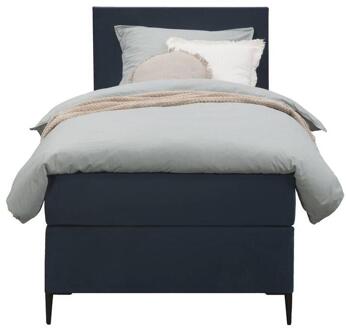 Boxspring Liv Egaal - 90x200 Cm - Slanke Poot - Stof/Velvet - Blauw